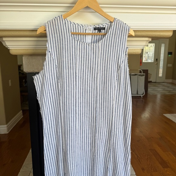 For Cynthia Lagenlook Casual Maxi Dress White with Stripes Size L Minimalistic - Picture 4 of 7
